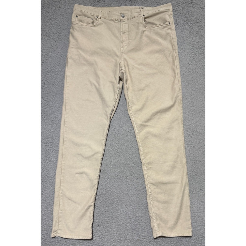 Faherty Stretch Terry 5-Pocket Pants Men's 38x30 Beige Slim Straight Measures 36